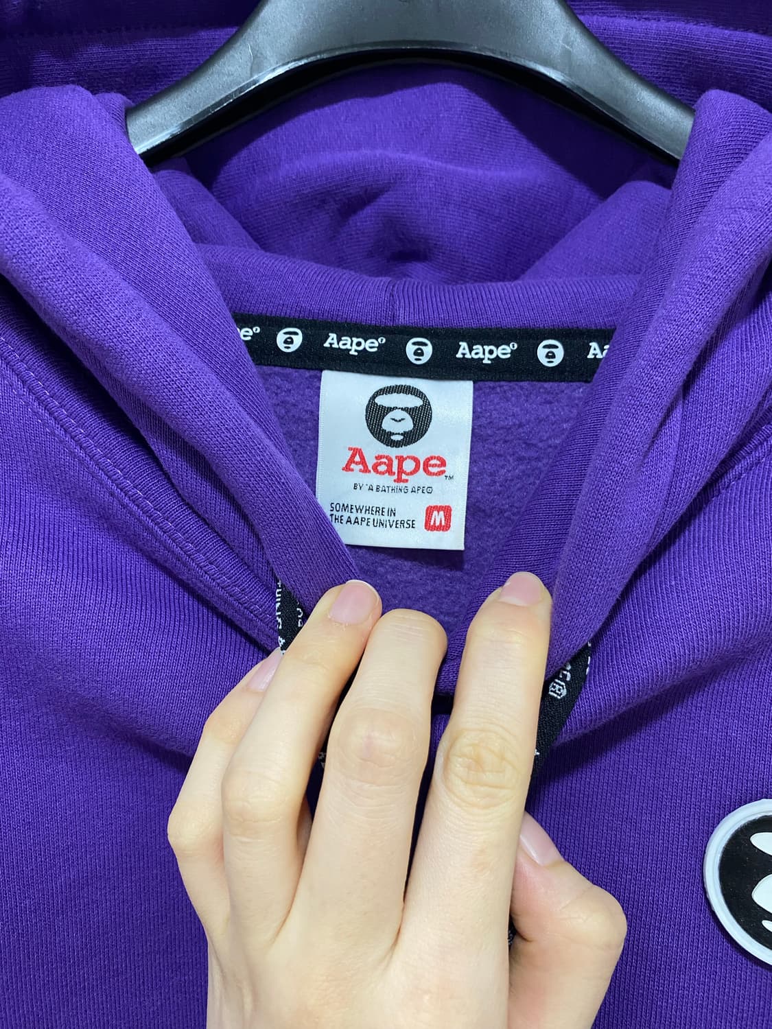 에이프(Aape) 퍼플 로고 후드티 M 상품이미지4
