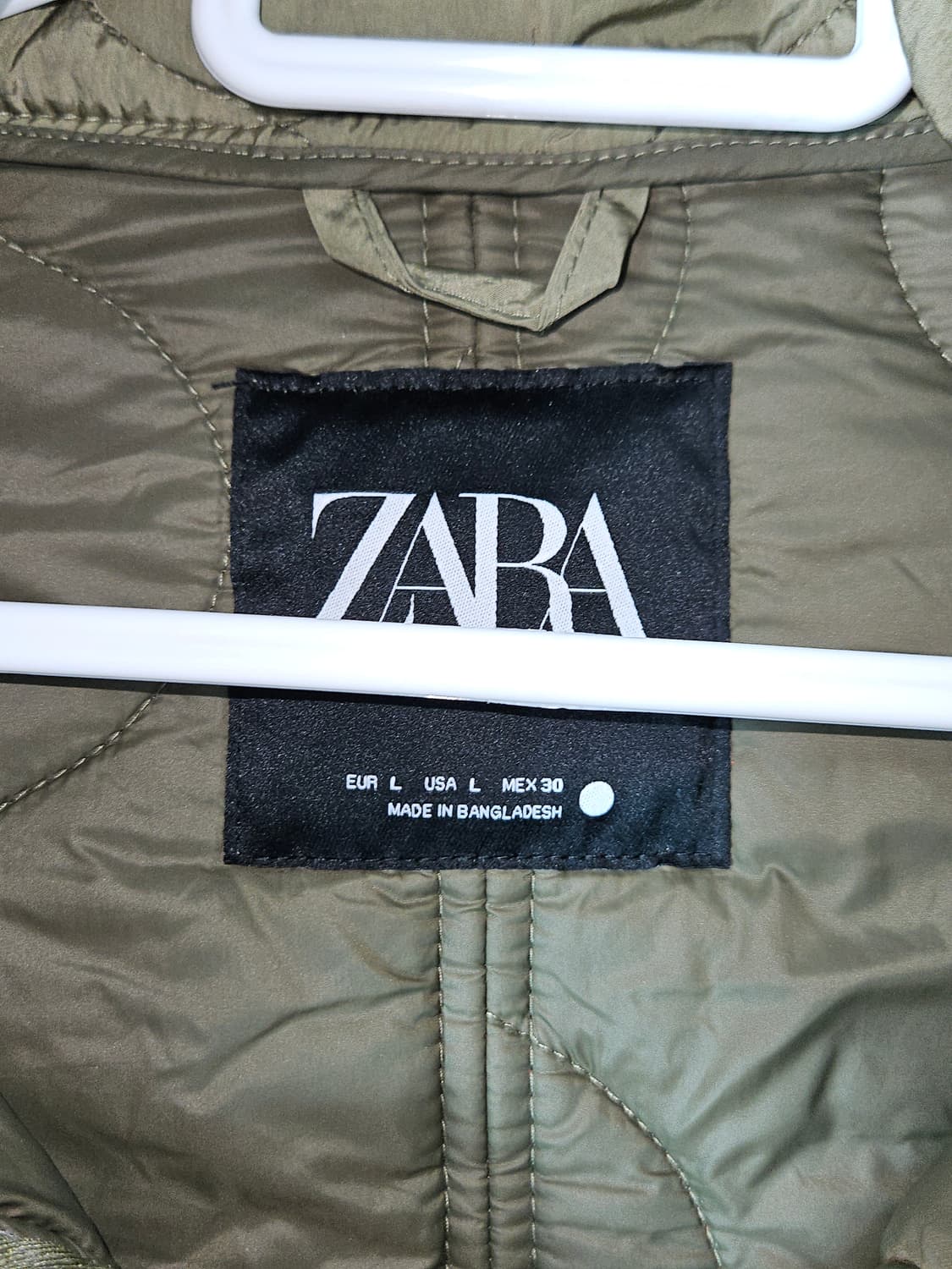 자라 ZARA 올리브 퀄팅 누빔자켓 하이넥 L (거의 새상품) 상품이미지3