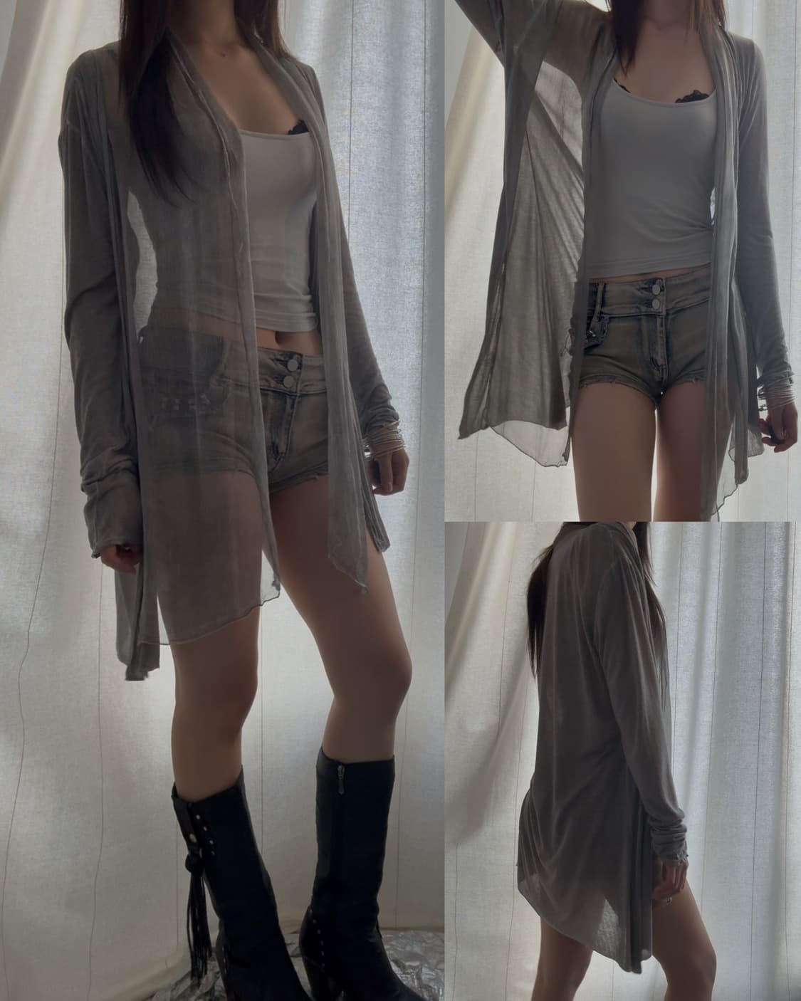 21 grey see-through cardigan 상품이미지2