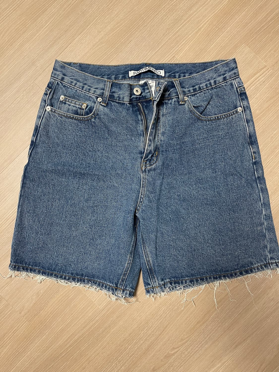 파르티멘토 컷아웃 와이드 데님 쇼츠 딥 블루 상품이미지1