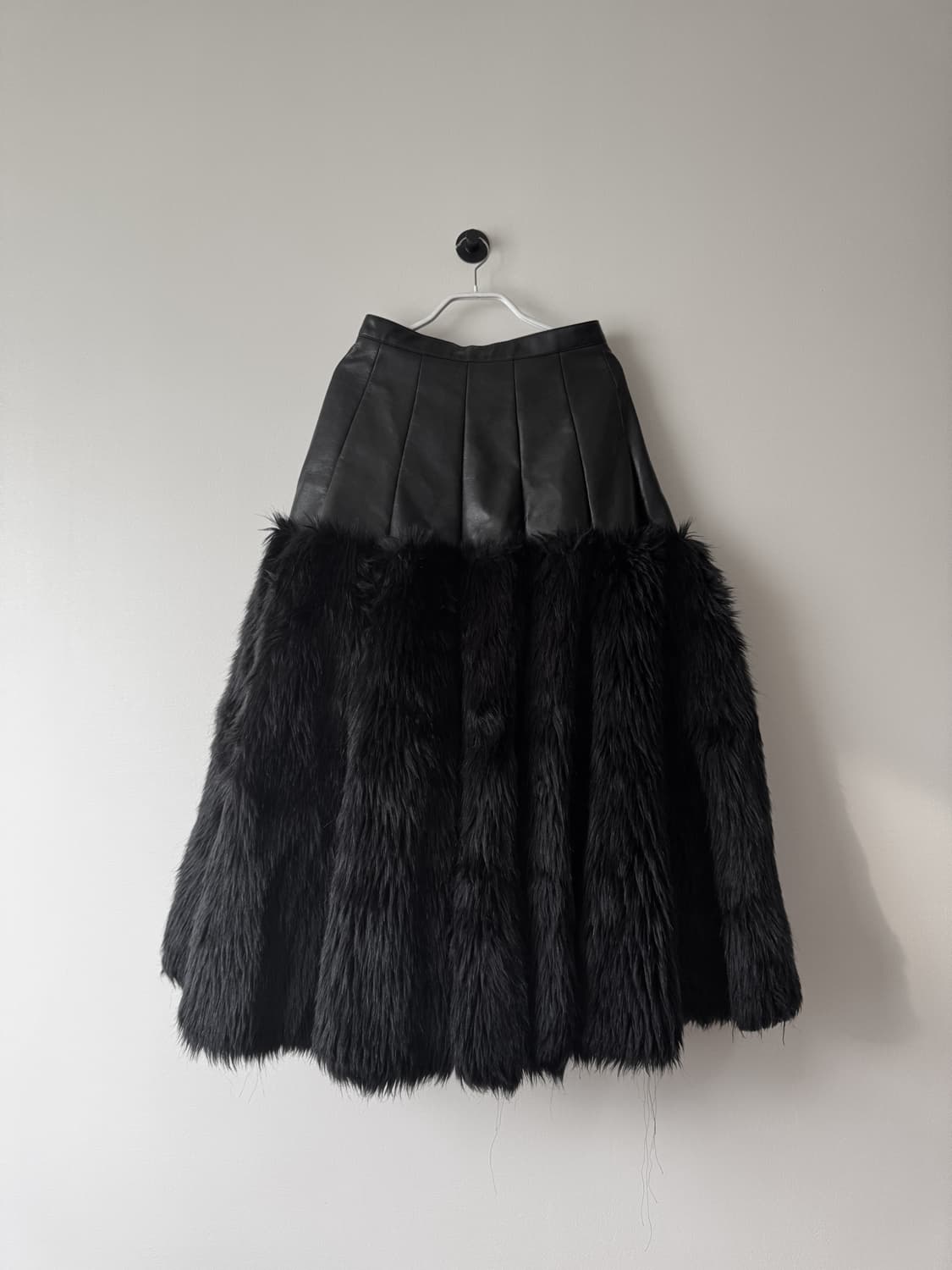 준야 와타나베 레더 퍼 미디 스커트 상품이미지1