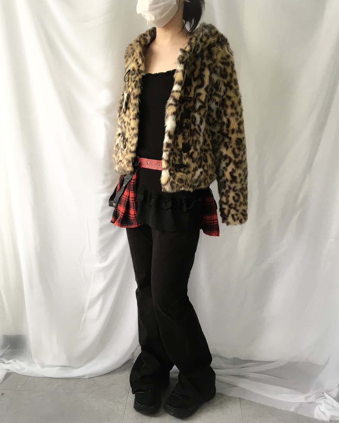 Belted check pattern layered skirt 상품이미지5