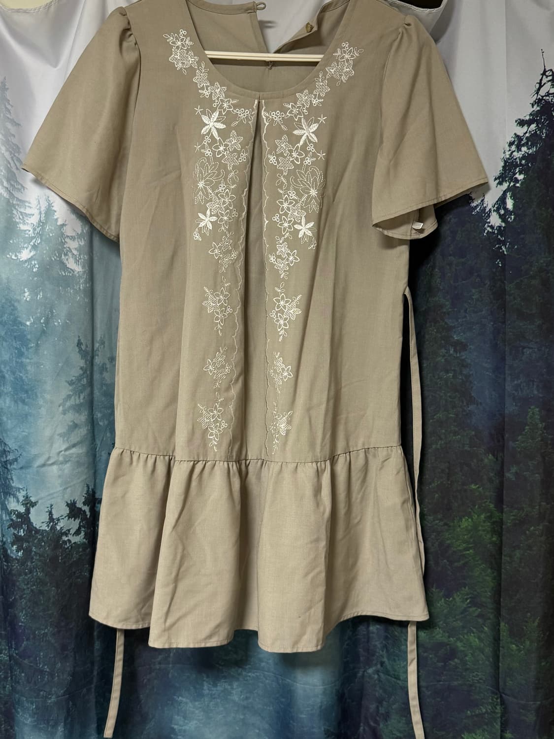 일본빈티지 자수 반팔 미니 원피스 상품이미지1