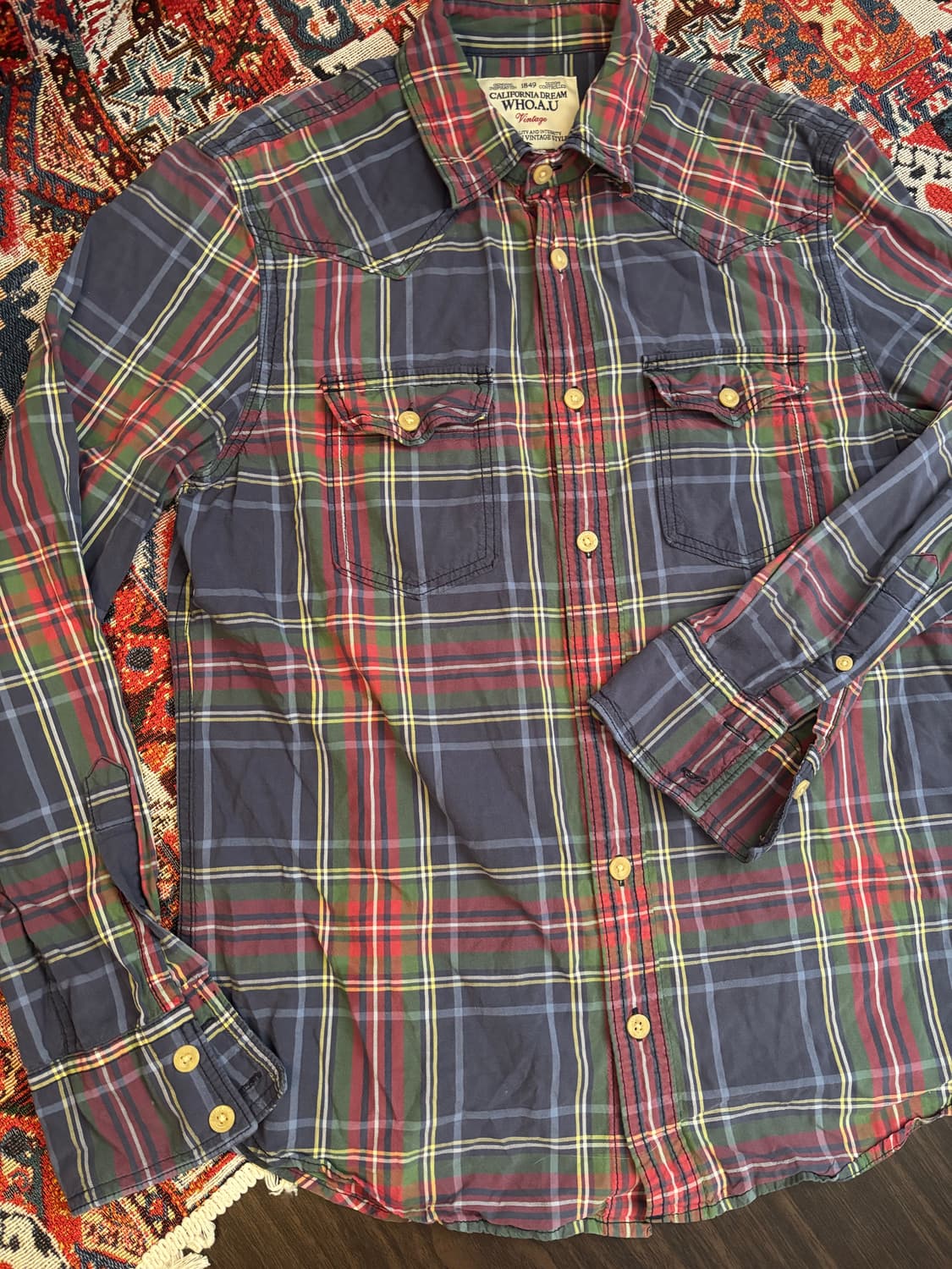 WHO.A.U Vintage line flanel check shirt 상품이미지5