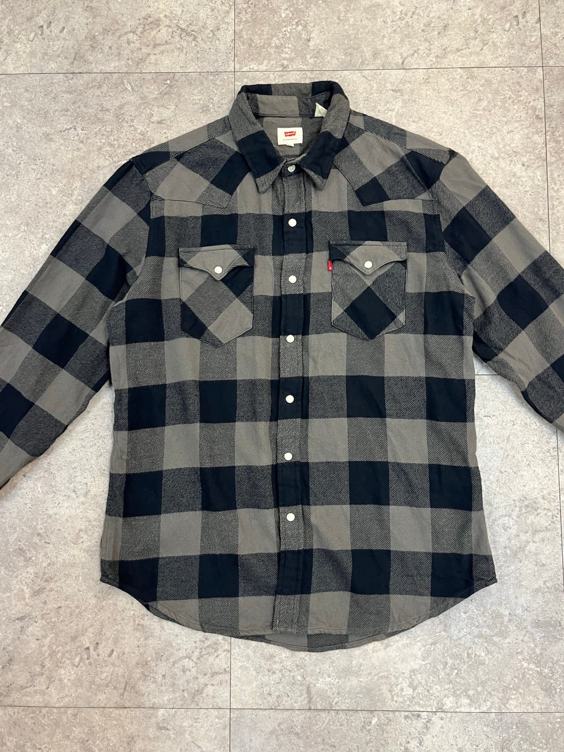 리바이스 웨스턴 체크 셔츠 차콜 L #csz3312 상품이미지4
