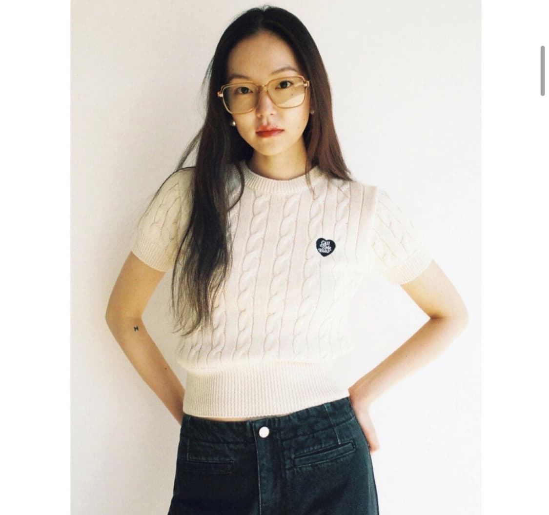 반팔니트 케이블 니트 아이보리 콜미베이비 상품이미지1