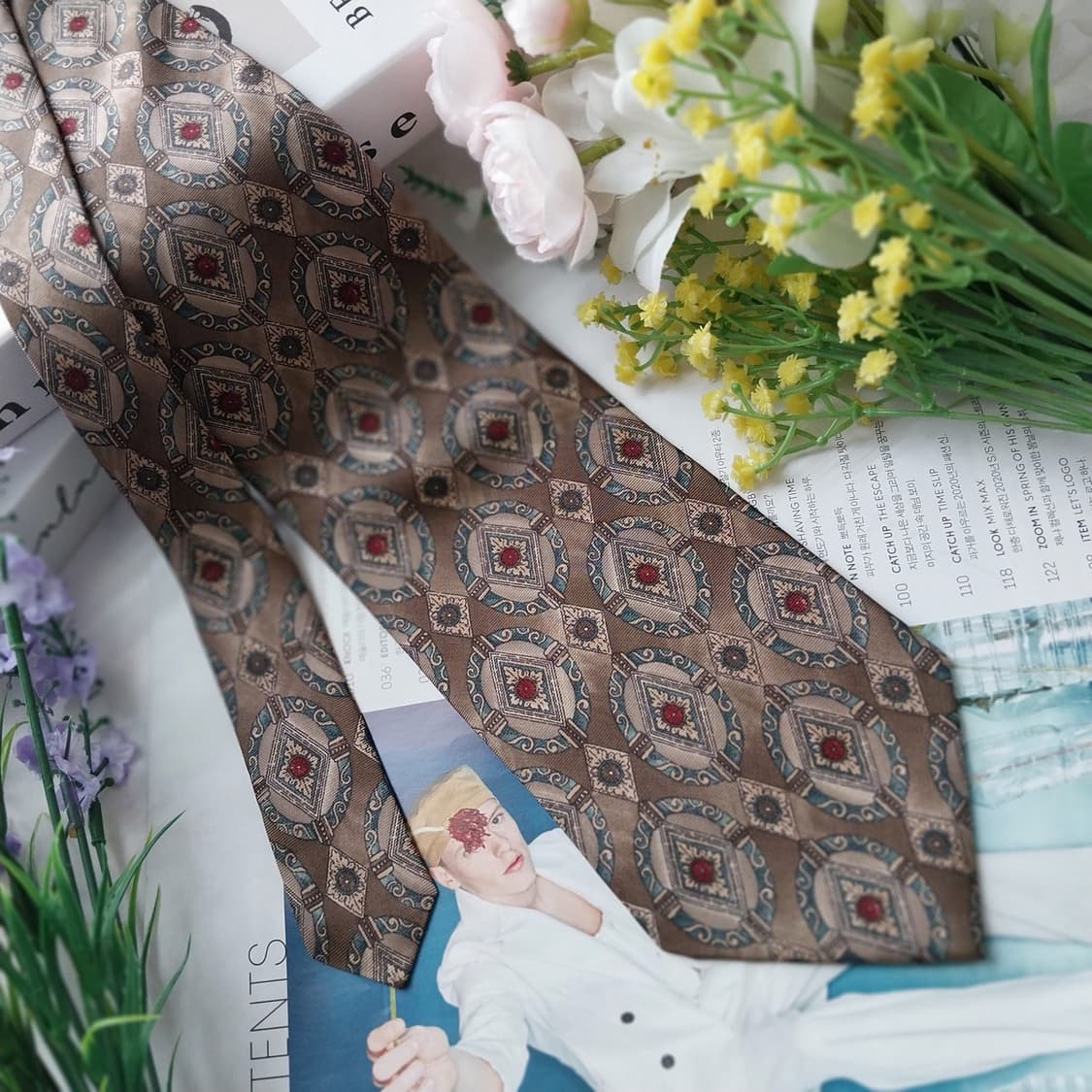 아이그너 실크 브라운 오벌 자카드 넥타이 9.6cm A+등급 K1242
 상품이미지2