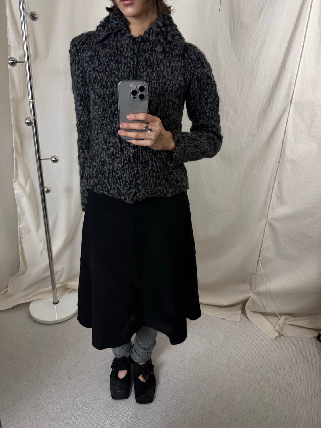 Sette 카라 니트 집업 상품이미지3