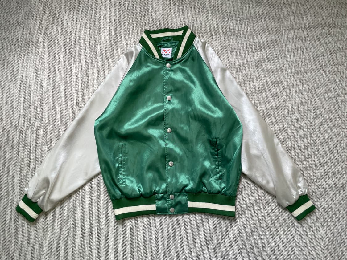 빈티지 새틴 바시티 스냅 자켓 상품이미지1