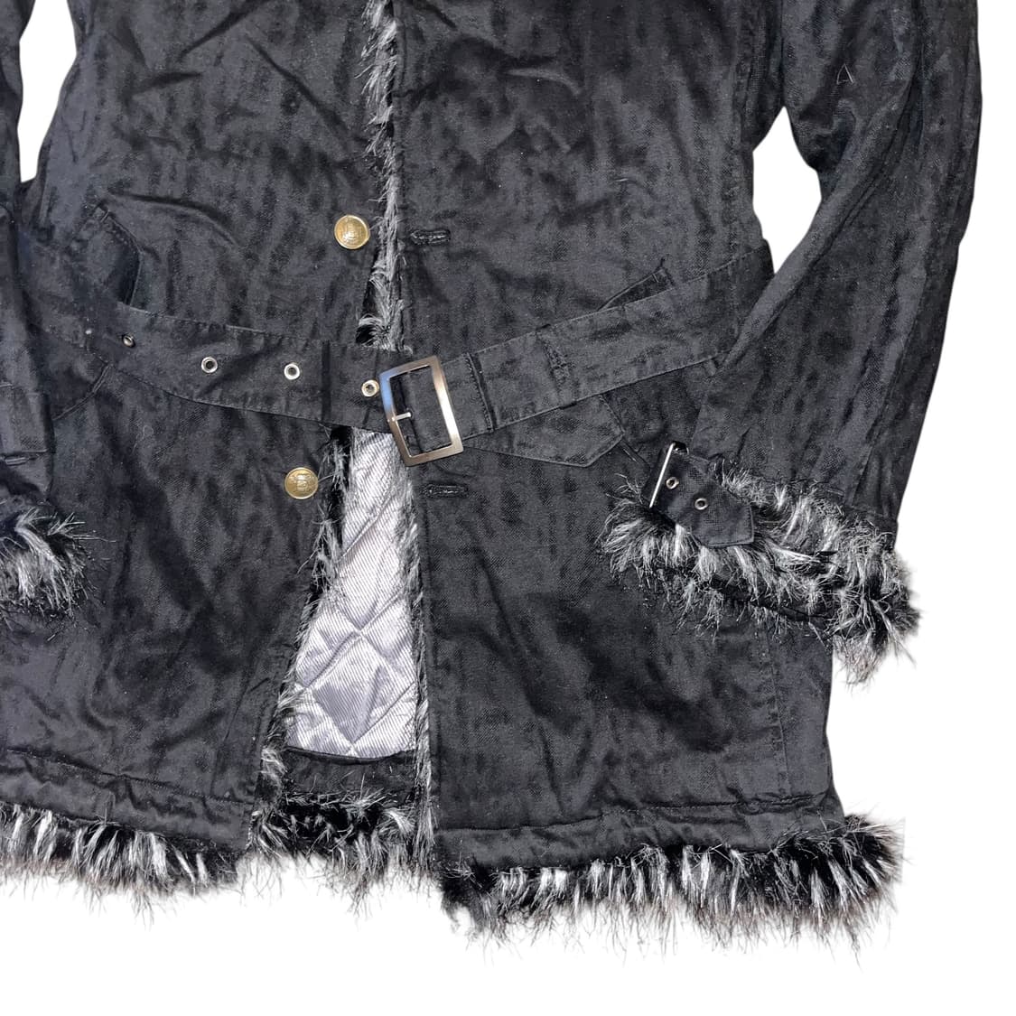 Spiralh 트리밍퍼 벨트 롱 자켓 펑크갸루y2k 상품이미지3