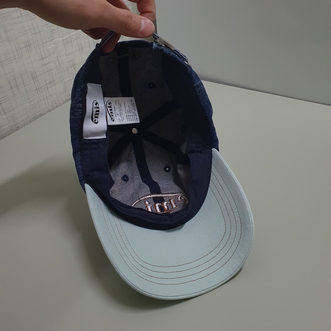 emis 이미스 신형 23FW 워시드 데님 볼캡 블루 민트 모자 상품이미지8