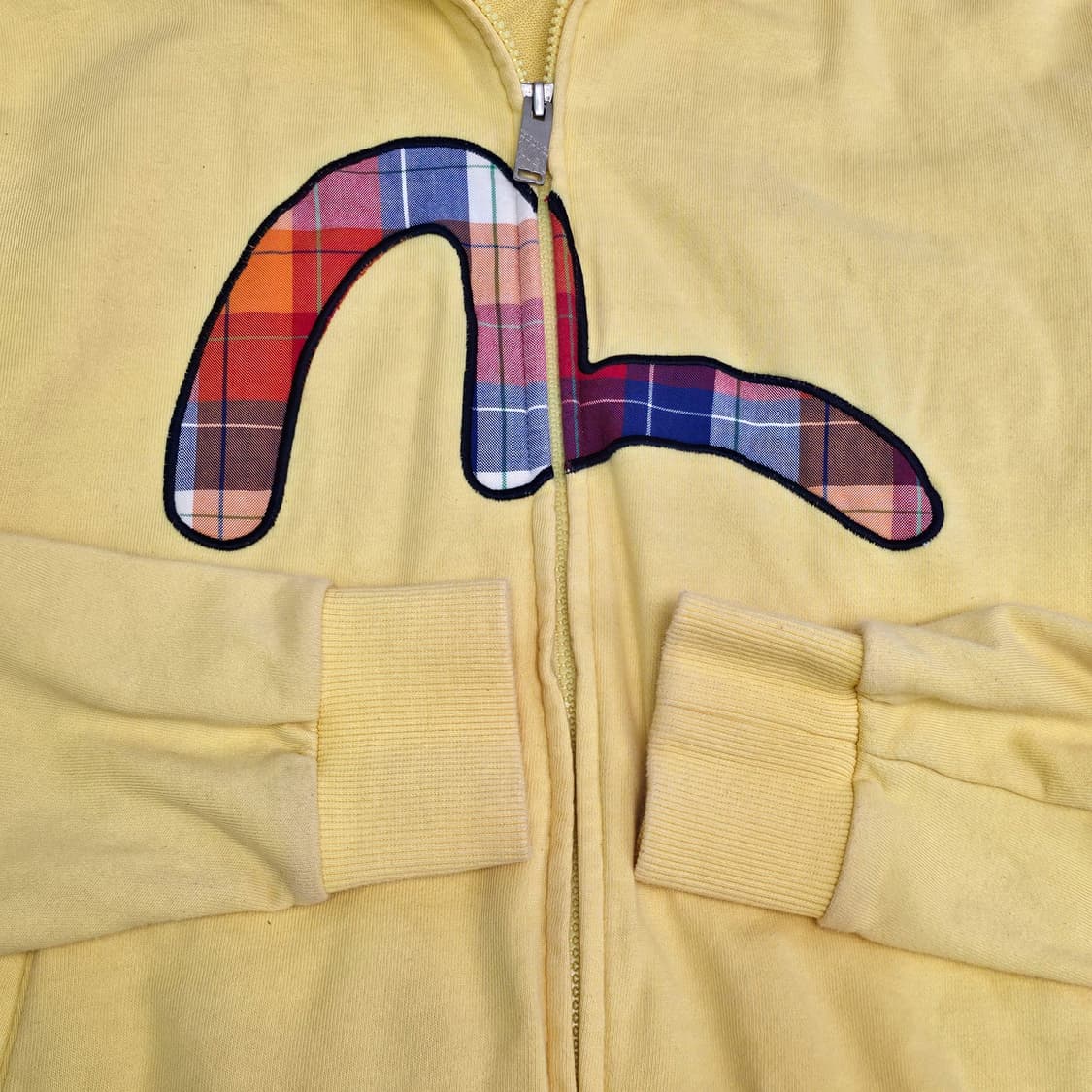 M EVISU 에비수 진스 체크 포인트 빅로고 후드집업 상품이미지2