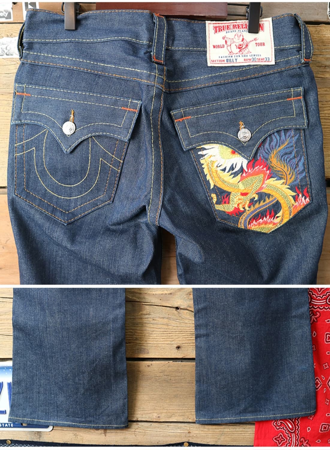 미국메이드 00S 트루릴리젼 BILLY 빌리 드레곤 자수 부츠컷 데님 상품이미지5