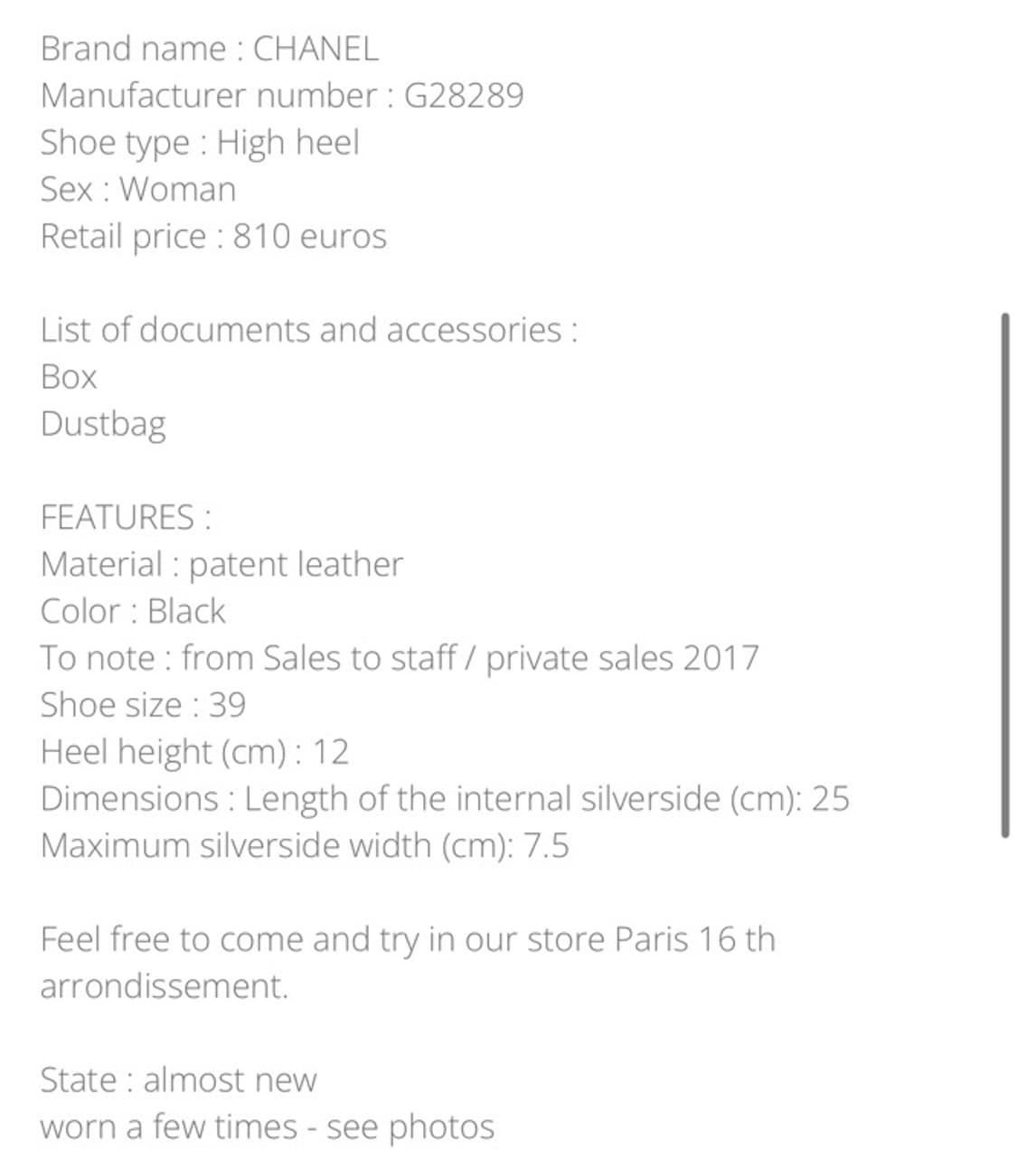 정품 37) 샤넬 포인트토 로고 펌프스 구두 235~240 상품이미지8