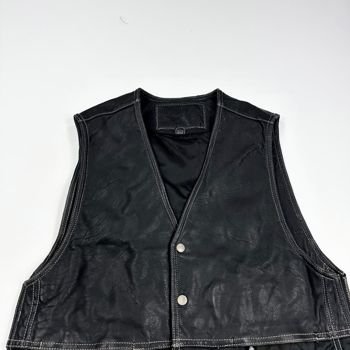 VTG 빈티지 블랙 가죽 조끼 베스트 (L) 상품이미지1
