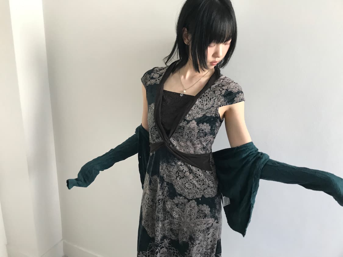 (Vintage)Lace v neck slip dress 상품이미지6