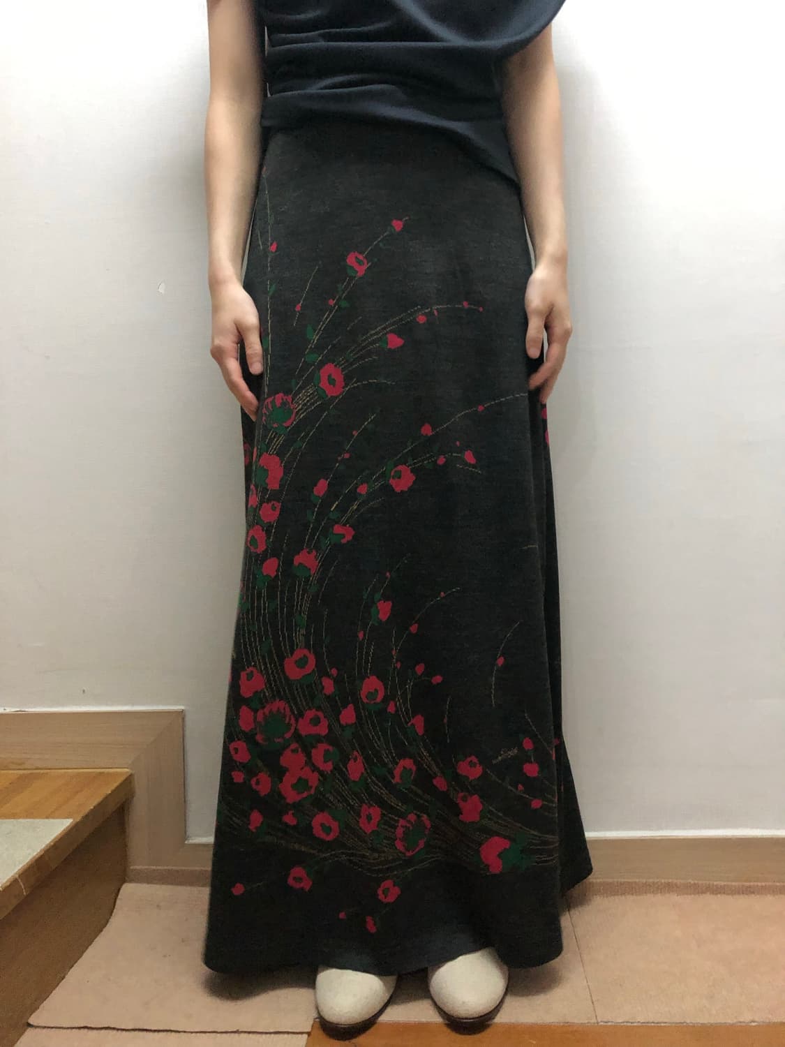 빈티지 딥그레이 오리엔탈 롱 스커트 상품이미지1