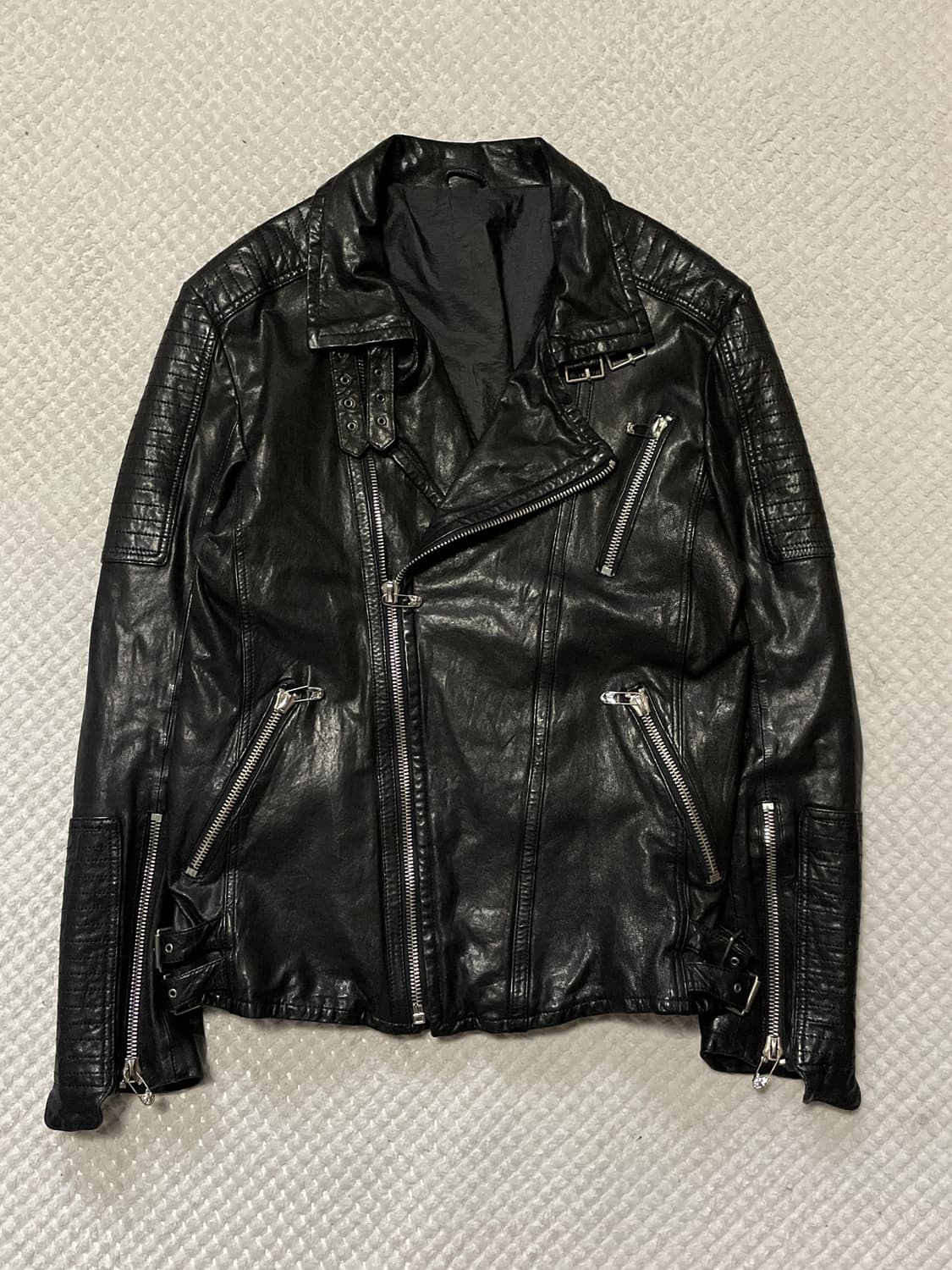 아티잔 무드 램스킨 양가죽 바이커 레더 자켓  상품이미지1