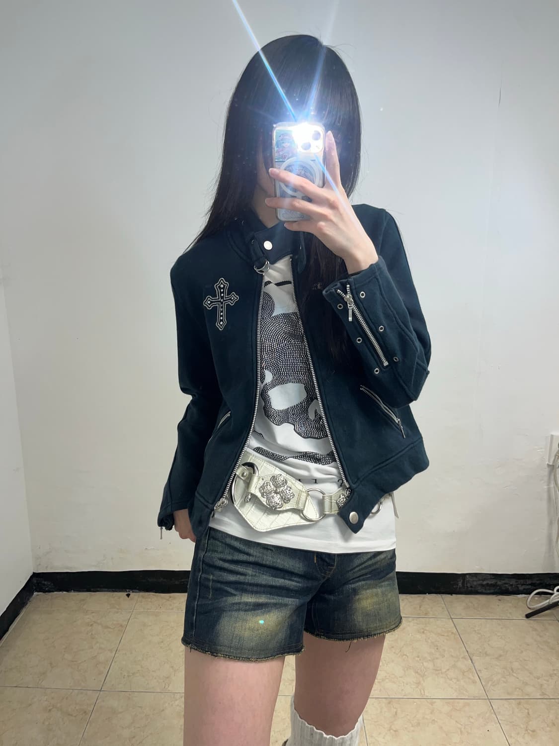 00‘s P2K 네이비 십자가 큐빅 집업 상품이미지2