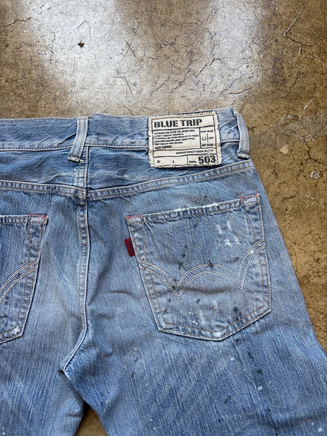 Edwin 블루 트립 데미지 페인팅 데님 상품이미지5