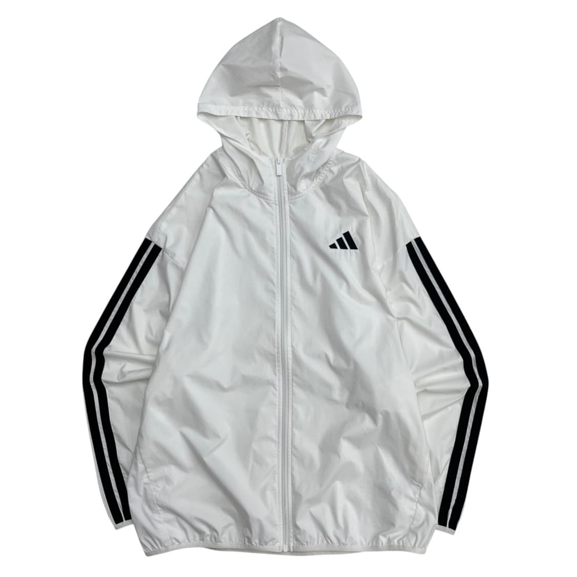 아디다스 에센셜 블랙라인 화이트 후드 바람막이 XL 상품이미지2