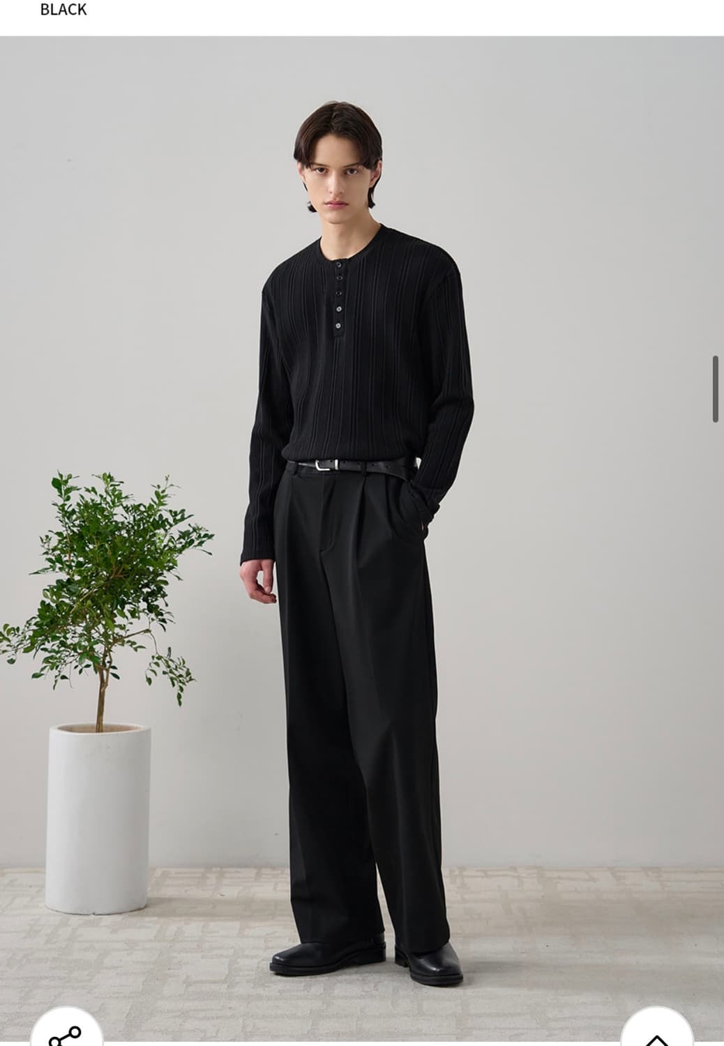 (XL) 드로우핏 리브드 헨리넥 티셔츠 [BLACK] 판매 상품이미지3