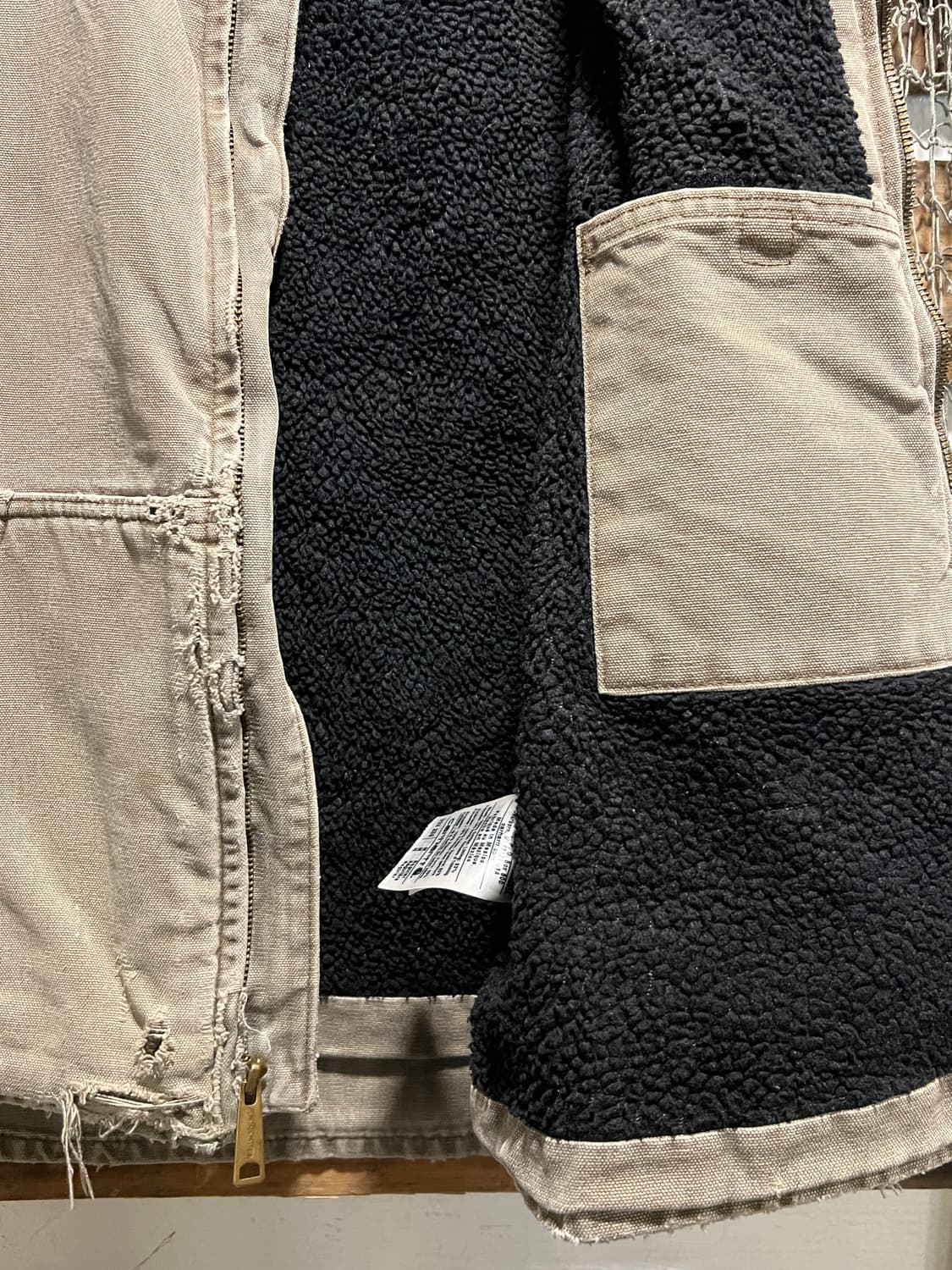 [M]칼하트 USA 쉐르파 라이닝 빈티지 워싱 워크 베스트 상품이미지5