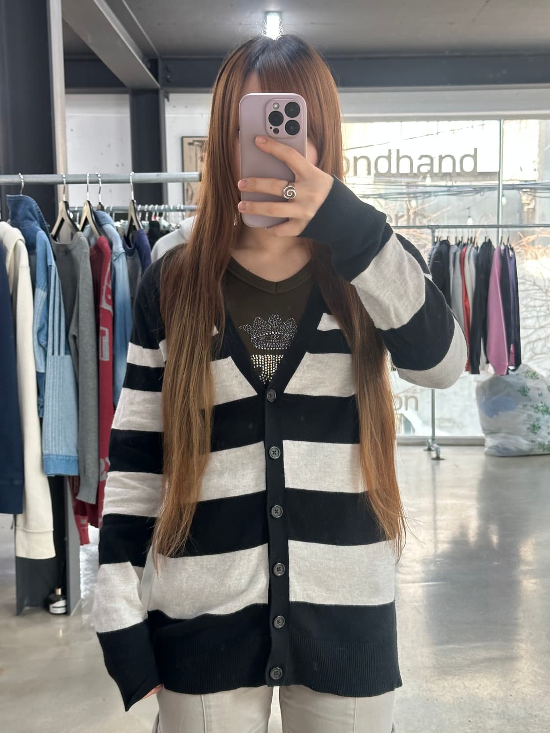 갭 Y2k 스트라이프 버튼 가디건 상품이미지1