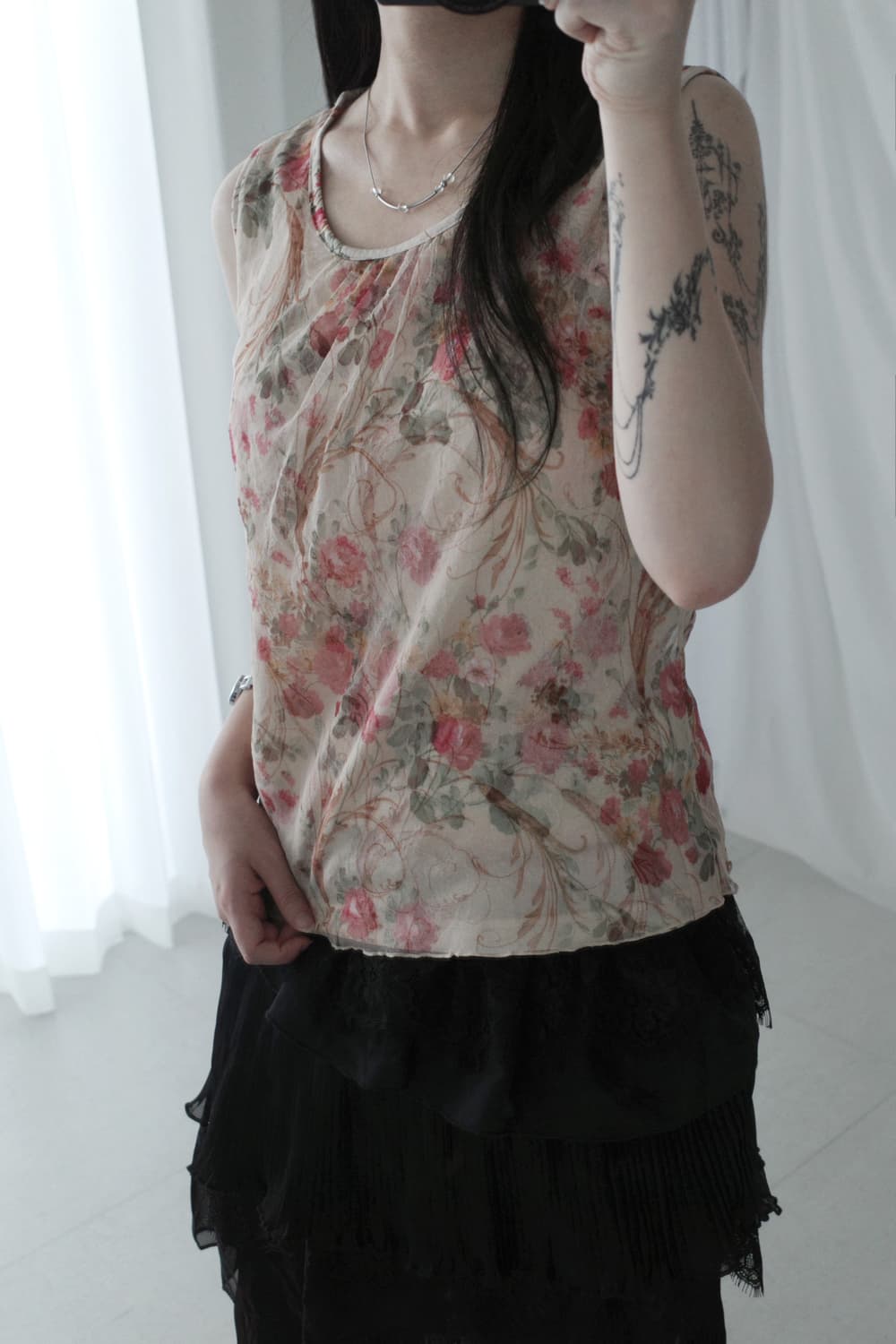 flower mesh sleeveless 상품이미지7