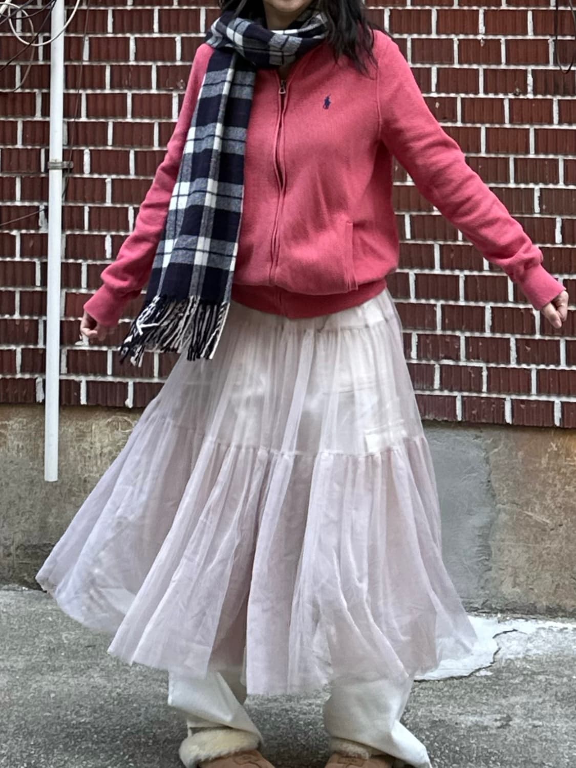 글로버올 떡코 폴로 니트집업 시스루 스커트 카고팬츠 세트 상품이미지7