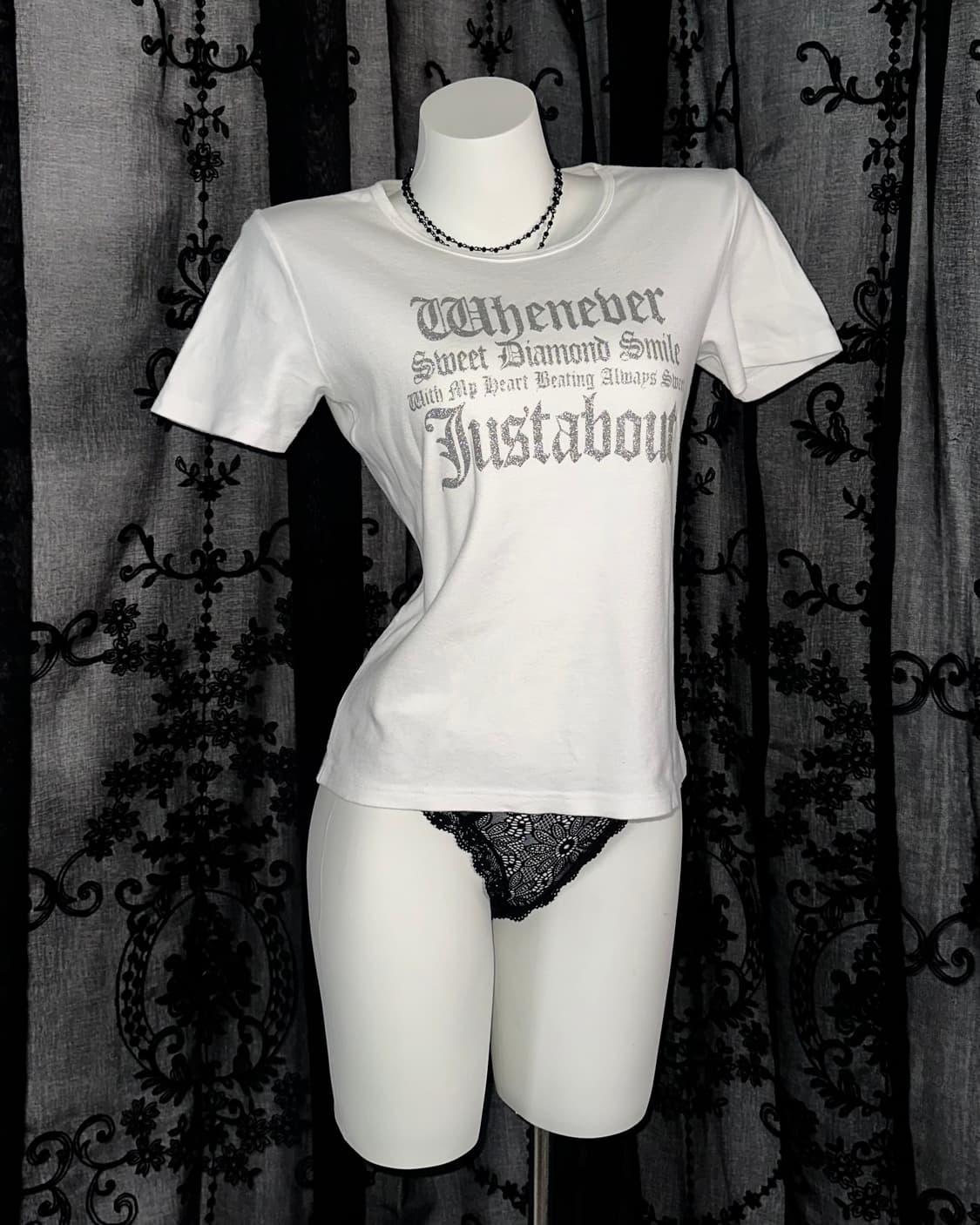 white lettering glitter short sleeve 상품이미지1