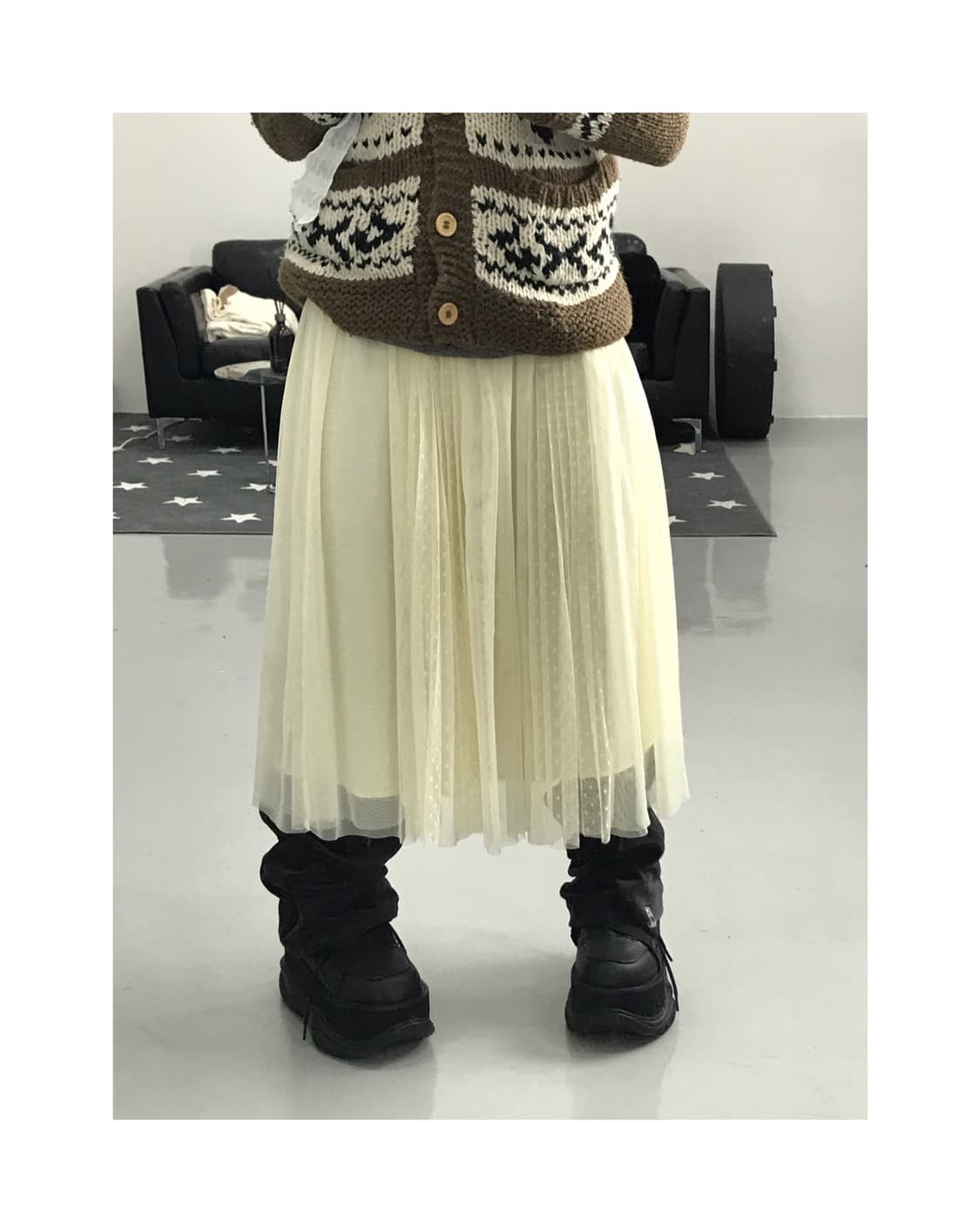 Jpn Ivory see-through midi skirt 상품이미지1