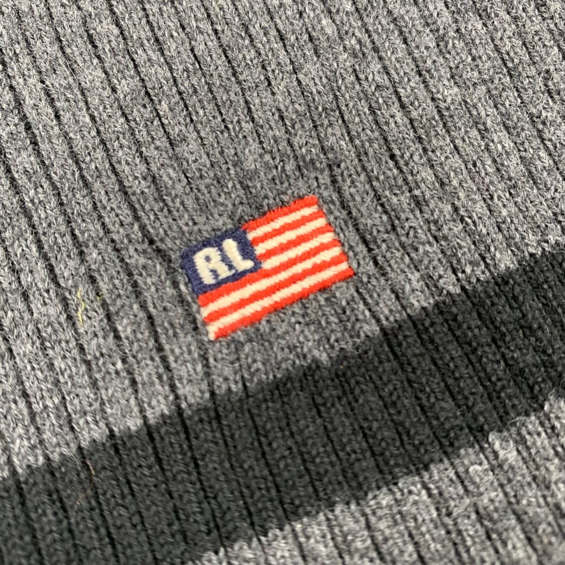 폴로 진스 성조기 자수로고 골지 니트 차콜 상품이미지3