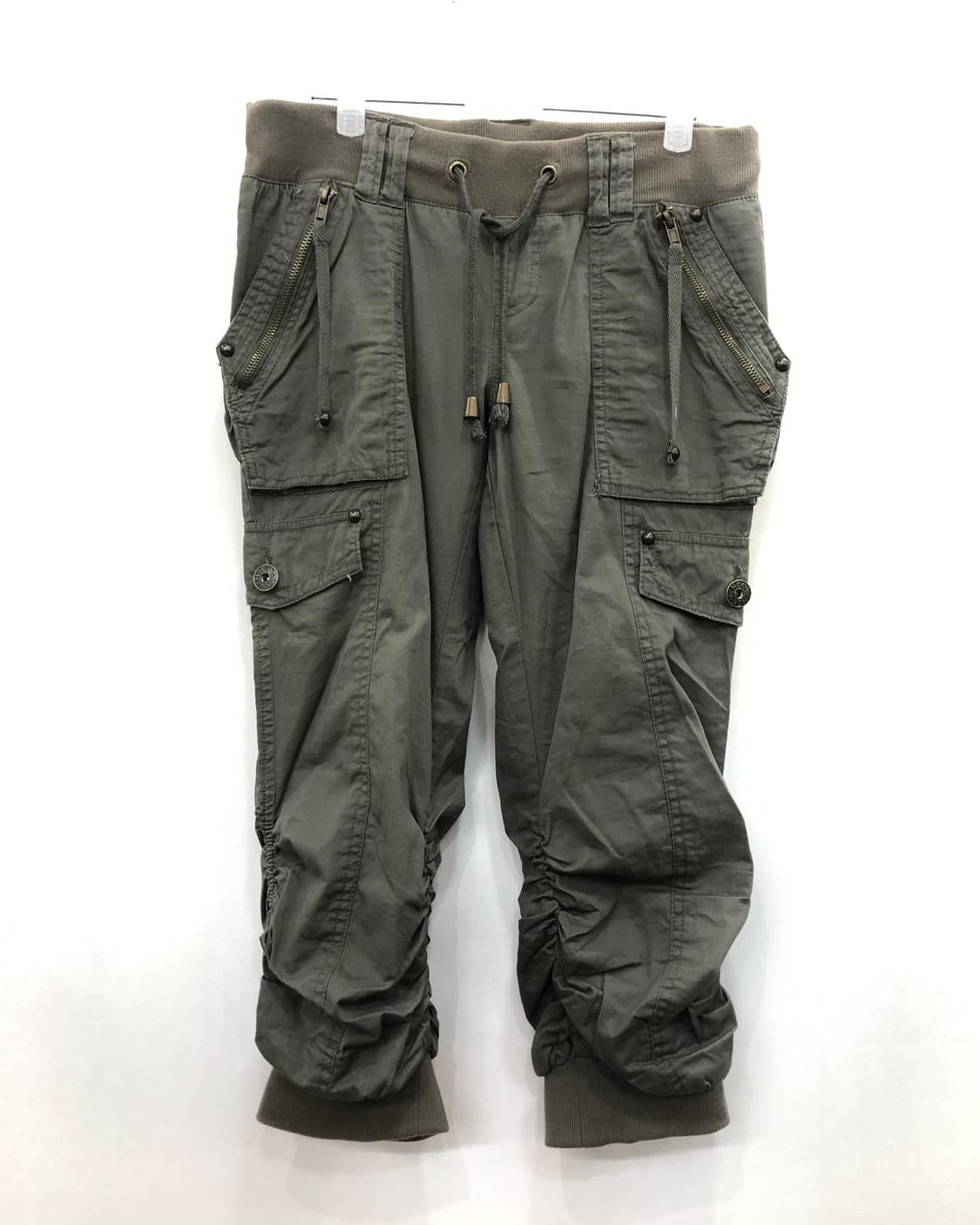 y2k khaki cargo shirred capri pants 상품이미지3