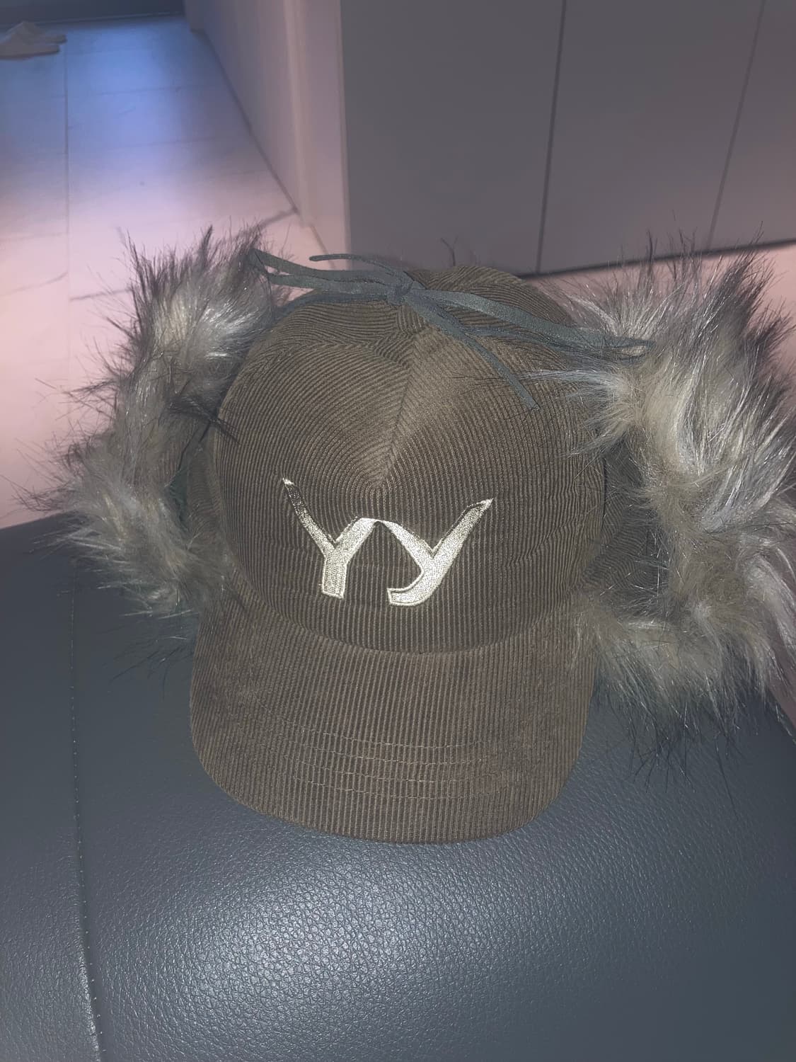 Open YY Fur corduroy earflap cap khaki 상품이미지1
