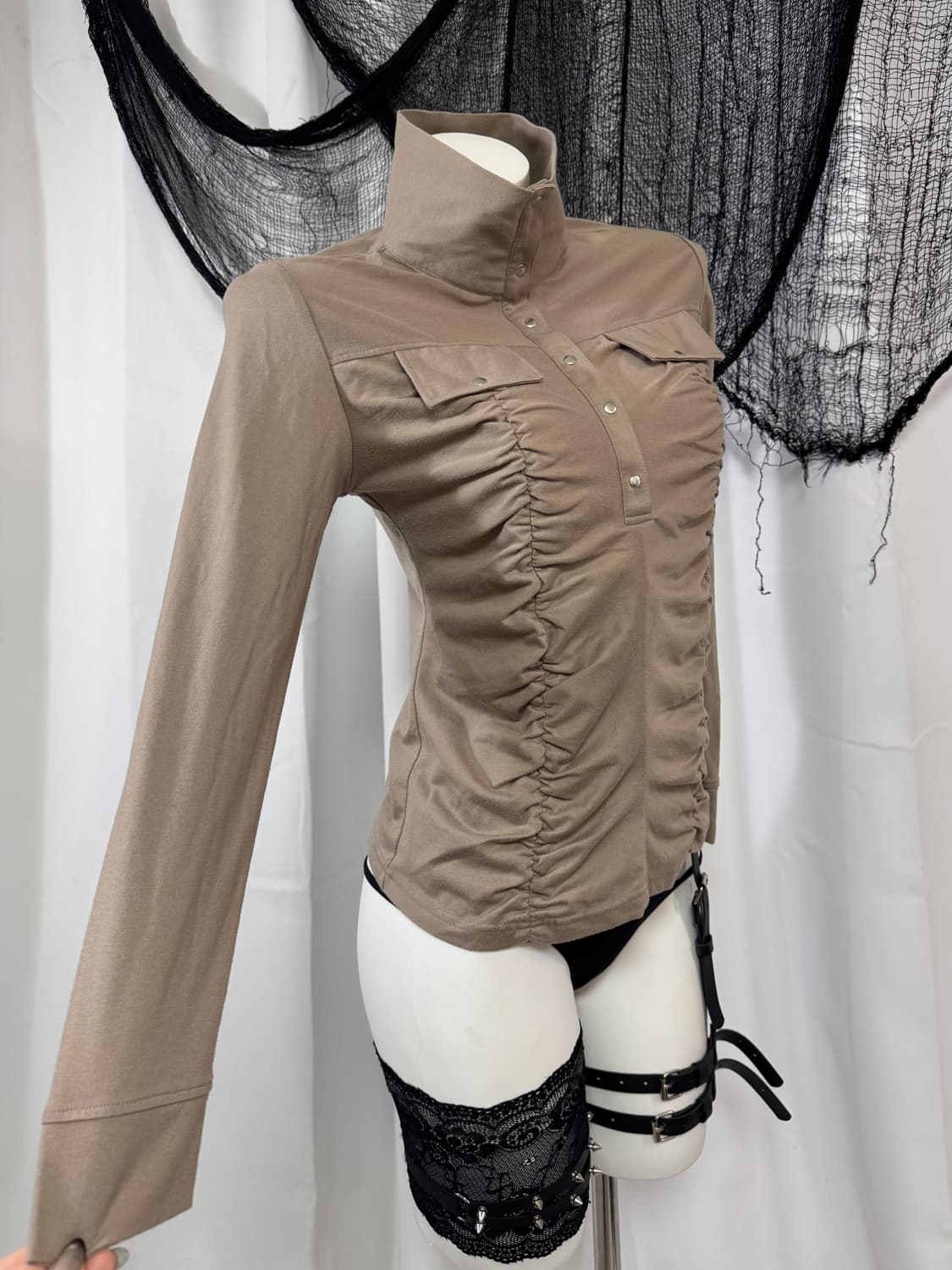 shirring high neck top 상품이미지1