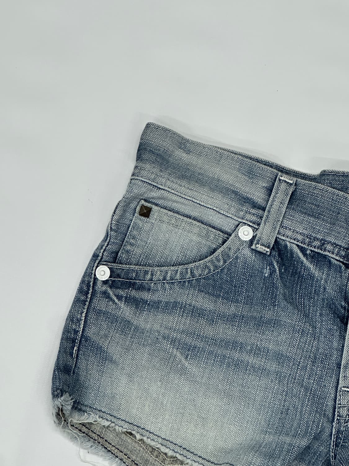 something x EDWIN  숏데님 팬츠 데코라 괴짜 y2k 워싱 상품이미지6