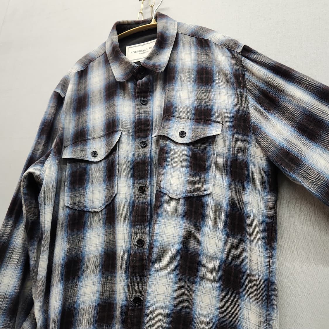 앤더슨벨 체크패턴 사이드지퍼 셔츠 M(L) 상품이미지3