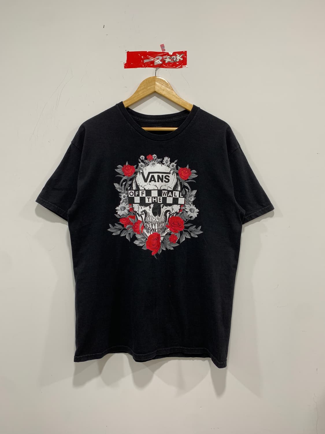 (빈티지)Vans 스컬&로즈 프린팅 튜블러 반팔티셔츠 상품이미지2