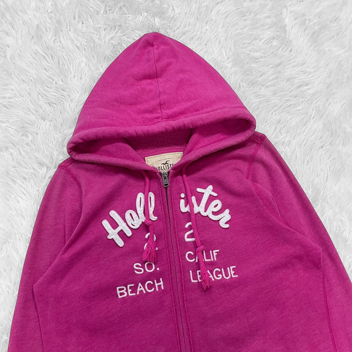 홀리스터 아치 로고 후드집업 핑크 상품이미지3