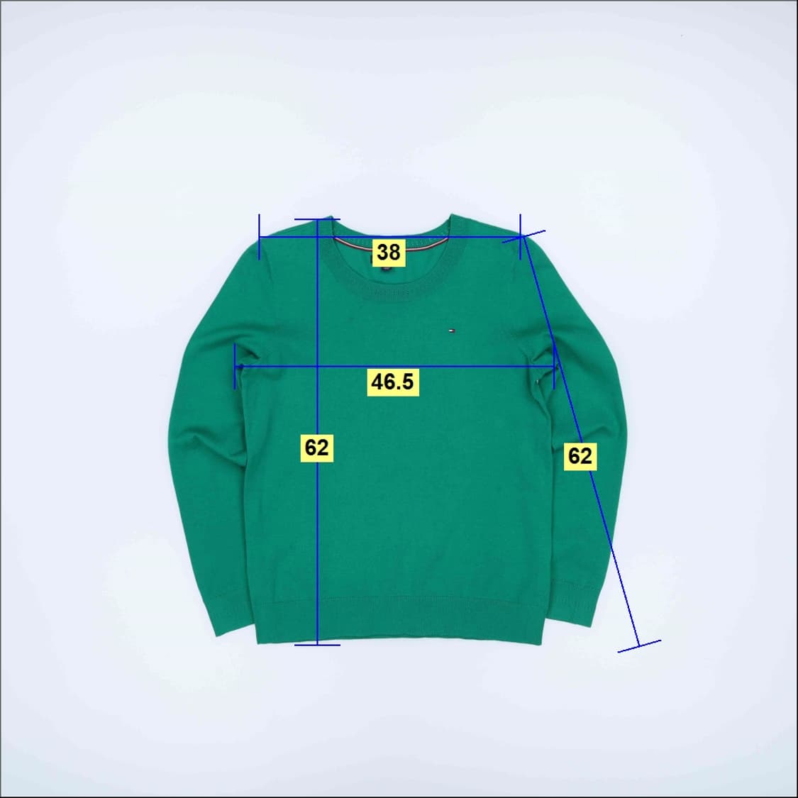 M 타미힐피거 라운드 코튼 얇은 니트 그린 4176 상품이미지8