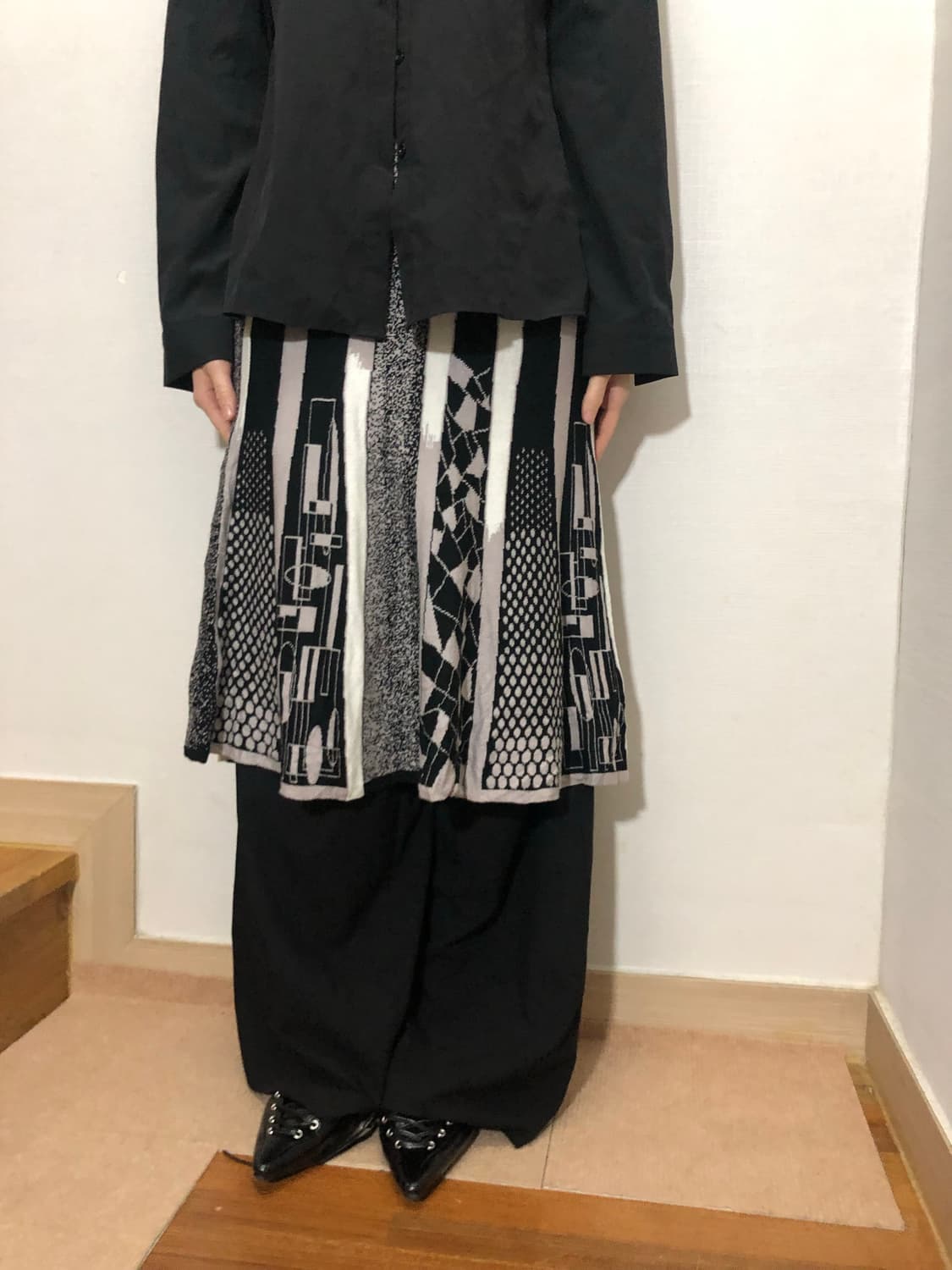 빈티지 오리엔탈 스트라이프 미디 스커트 상품이미지2