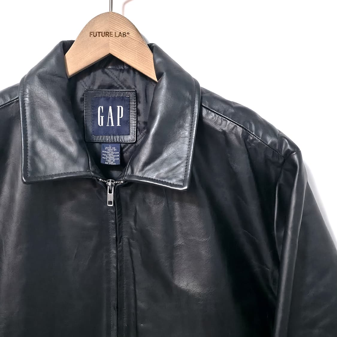 [L] 올드 갭 싱글 레더 자켓 블랙 (90s) 상품이미지3