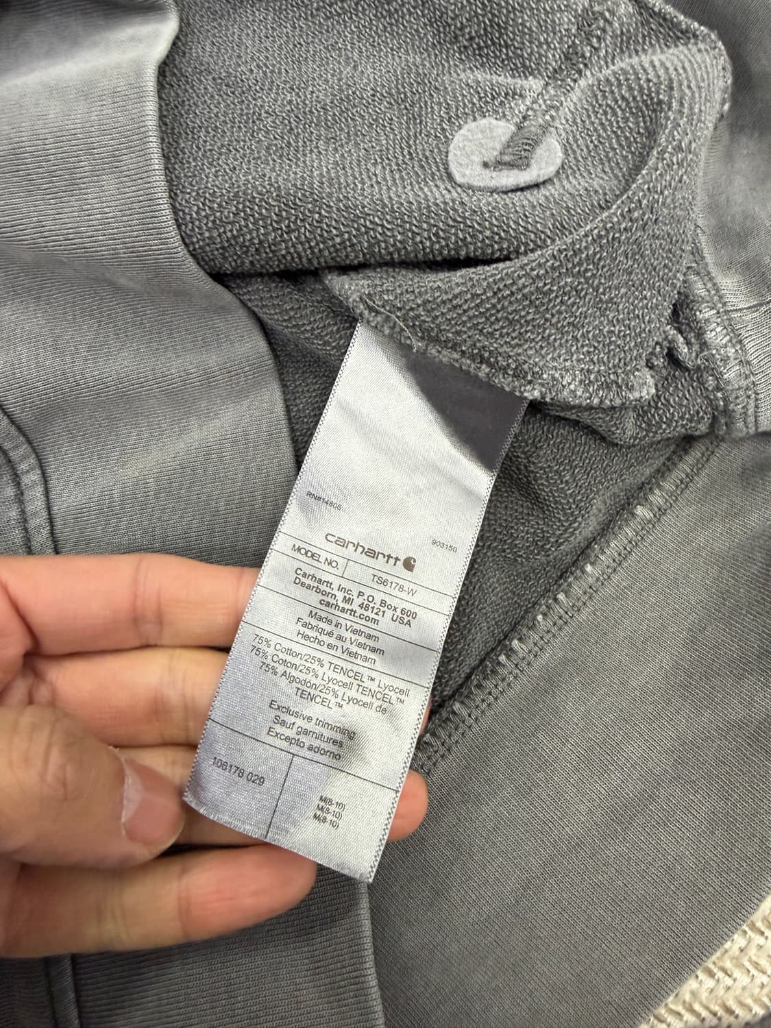 정품) 칼하트 그레이 후드티 M 상품이미지7