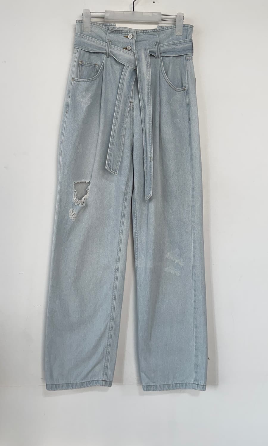 럭키슈에뜨 22 벨티드 와이드 데님 진 상품이미지1