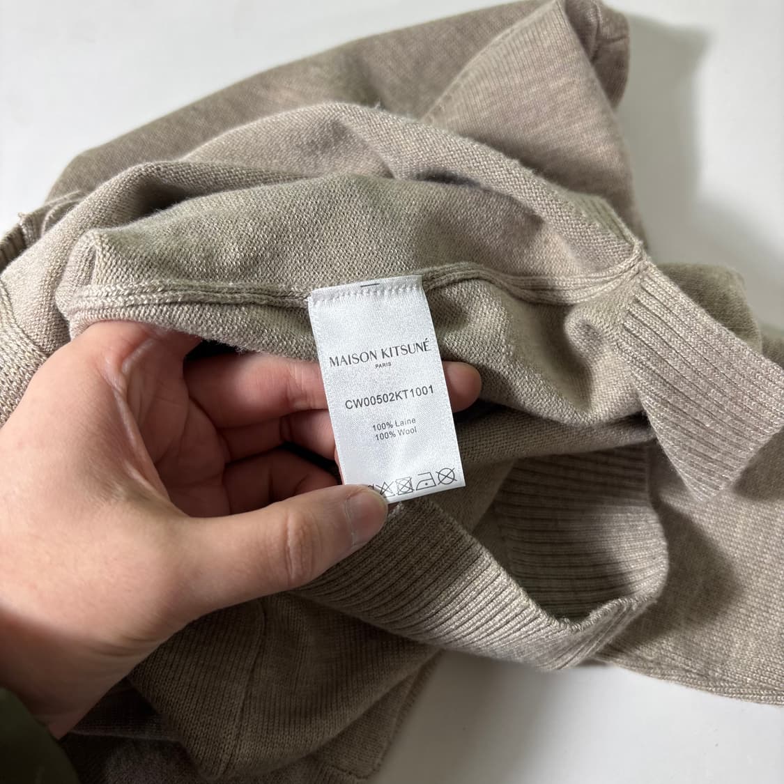 우먼S 메종키츠네 라이트베이지 폭스헤드 U넥 가디건 상품이미지6