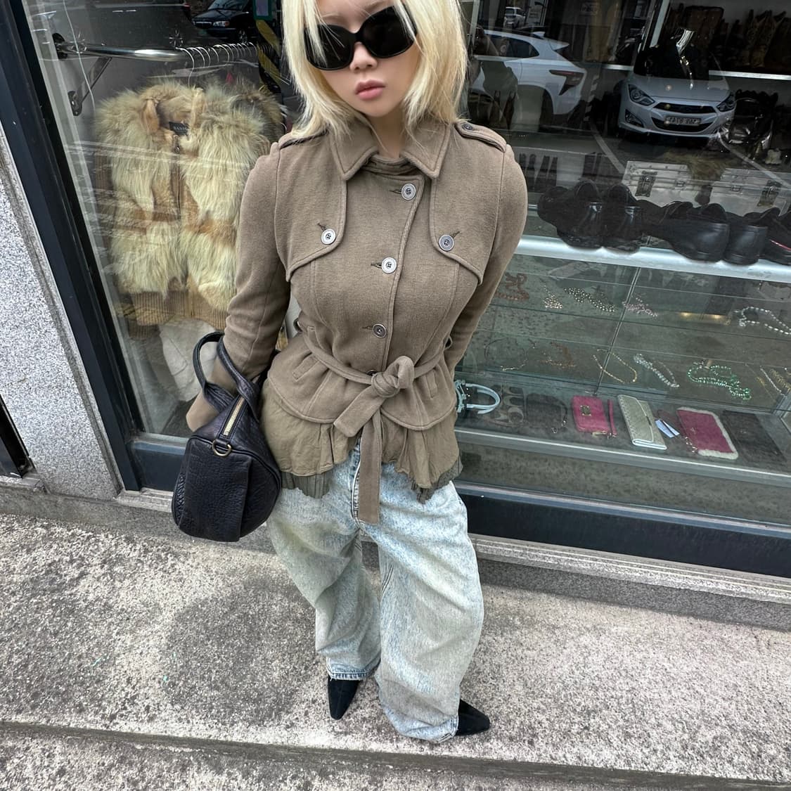 00s 프리피플 버튼다운 벨트 밀리터리 자켓 상품이미지6