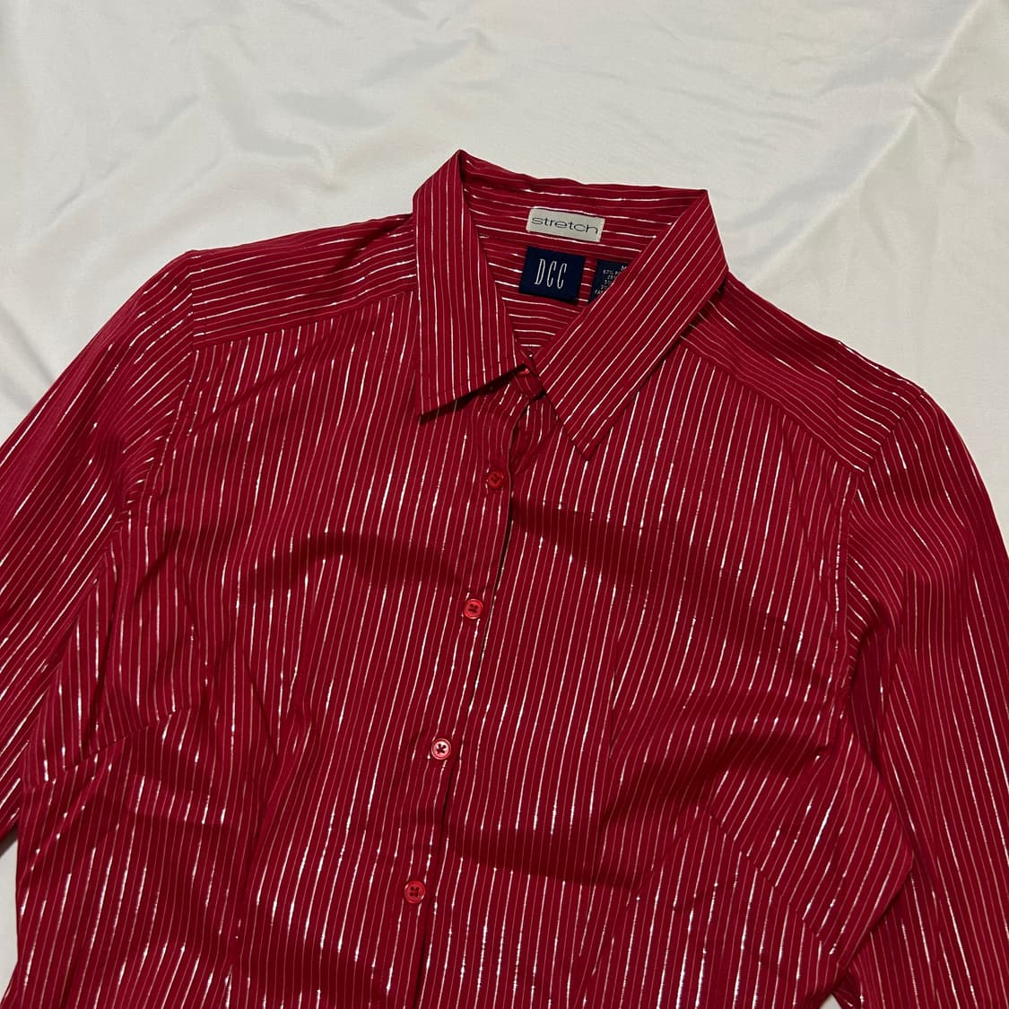 빈티지 레드 스트라이프 폴리 나일론 7부 셔츠 상품이미지6