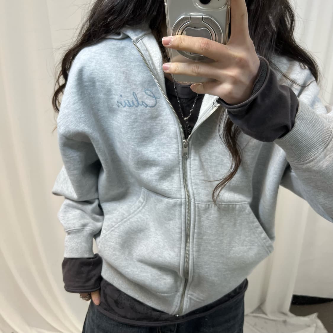 Calvin Klein Grey Hood Zip-up 상품이미지3