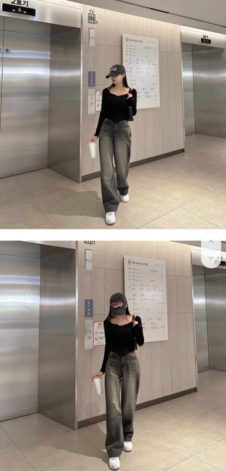 MODIFIT 빈티지 워싱 와이드 데님 청바지 상품이미지1